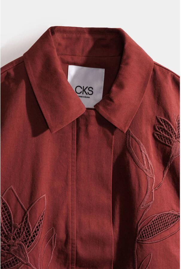 CKS katoenen jas met borduursels donkerrood - Foto 3