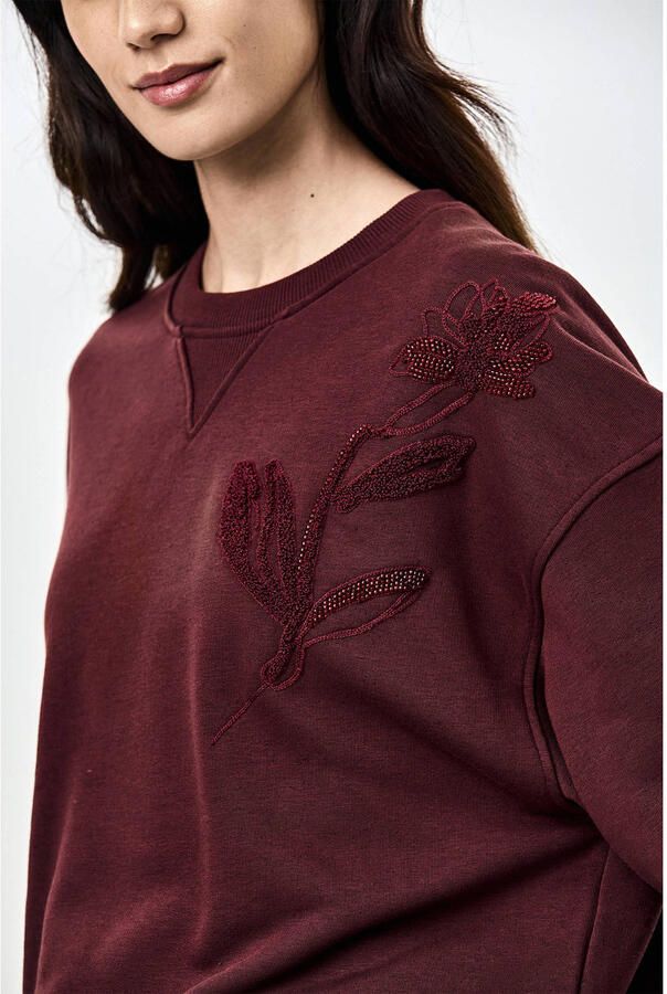 CKS sweater met borduursels donkerrood