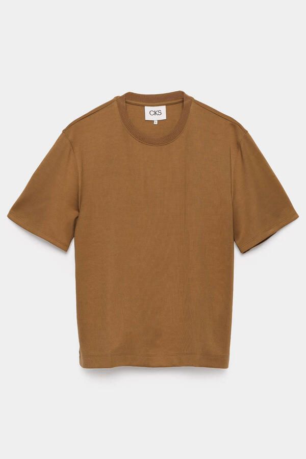 CKS T-shirt met backprint lichtbruin