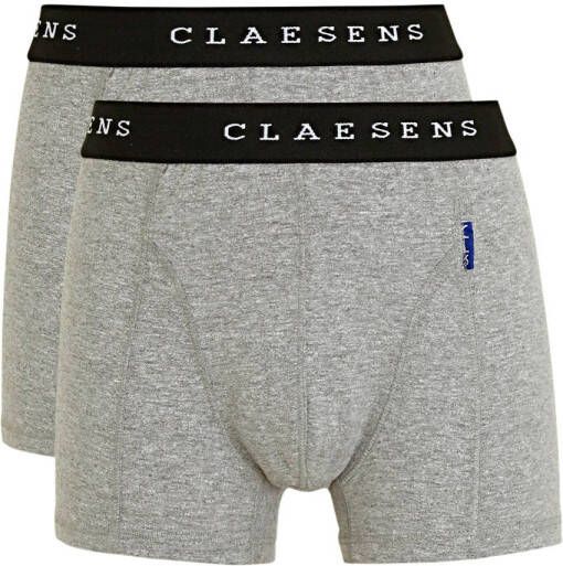 Claesen's boxershort set van 2 grijs melange wit Jongens Stretchkatoen 140 146