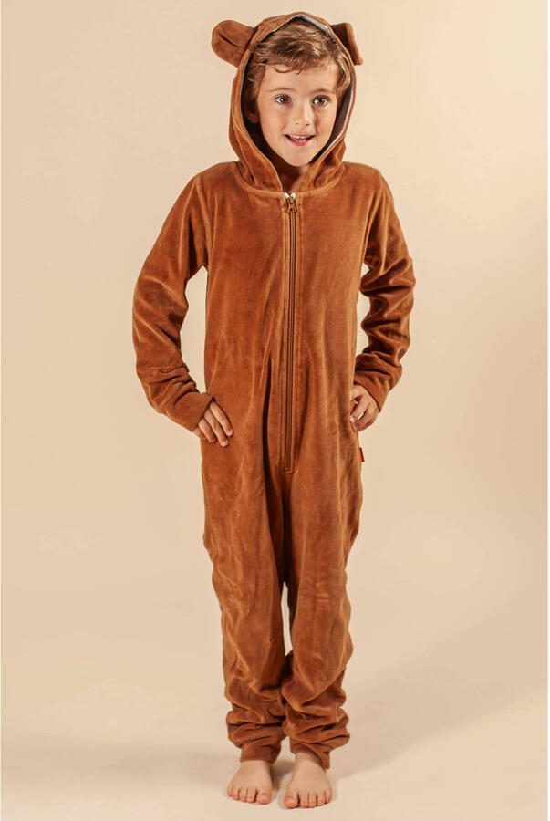 CLAESEN'S Meisjes Nachtkleding Velvet Onesie Bruin - Foto 4