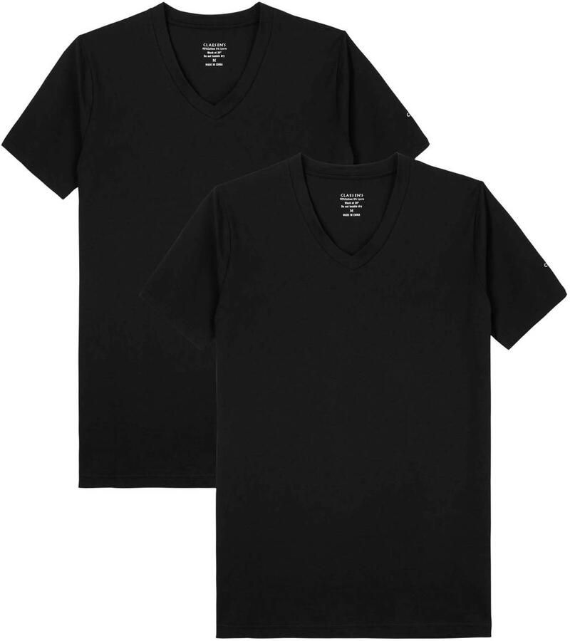 Claesen's T-Shirt Navy V-Neck Cotton Lycra 2-Pack - Foto 2