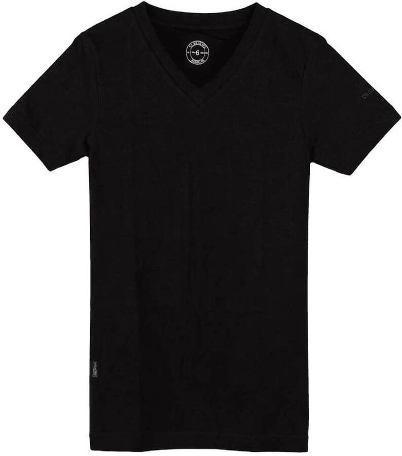 Claesen's T-shirt zwart Jongens Stretchkatoen V-hals Effen 128-134