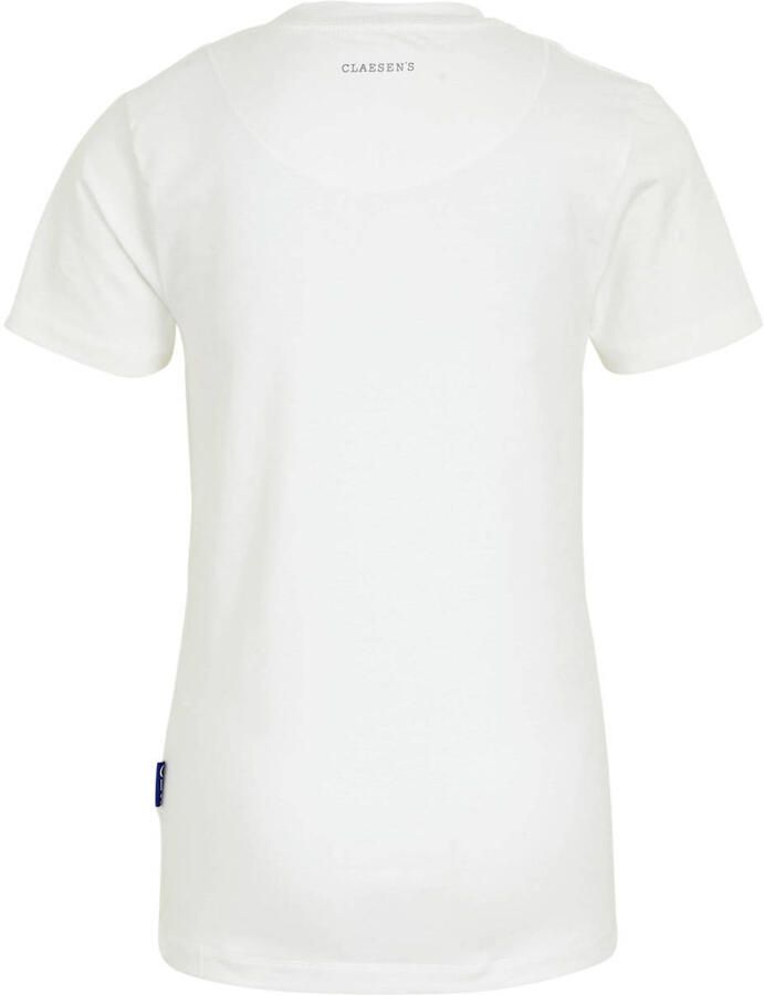 Claesen's T-shirt wit Jongens Stretchkatoen V-hals Effen 104 110