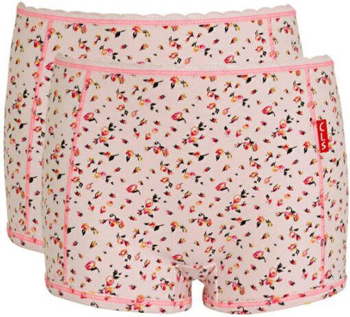Claesen's gebloemde short set van 2 roze Meisjes Stretchkatoen Bloemen 140 146