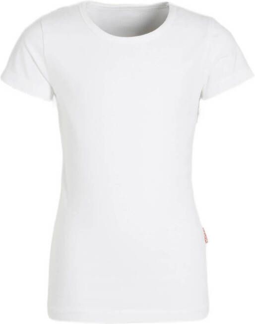 Claesen's T-shirt wit Meisjes Stretchkatoen Ronde hals Effen 104 110