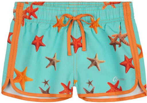 Claesen's zwemshort Sea Star turquoise oranje Blauw Meisjes Gerecycled polyester 164-170