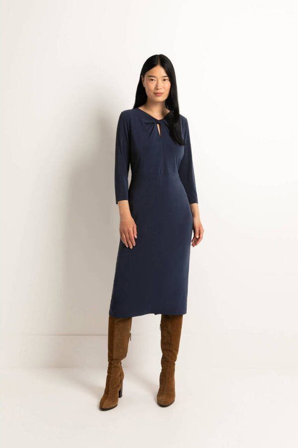 Claudia Sträter jersey jurk met open detail blauw - Foto 3