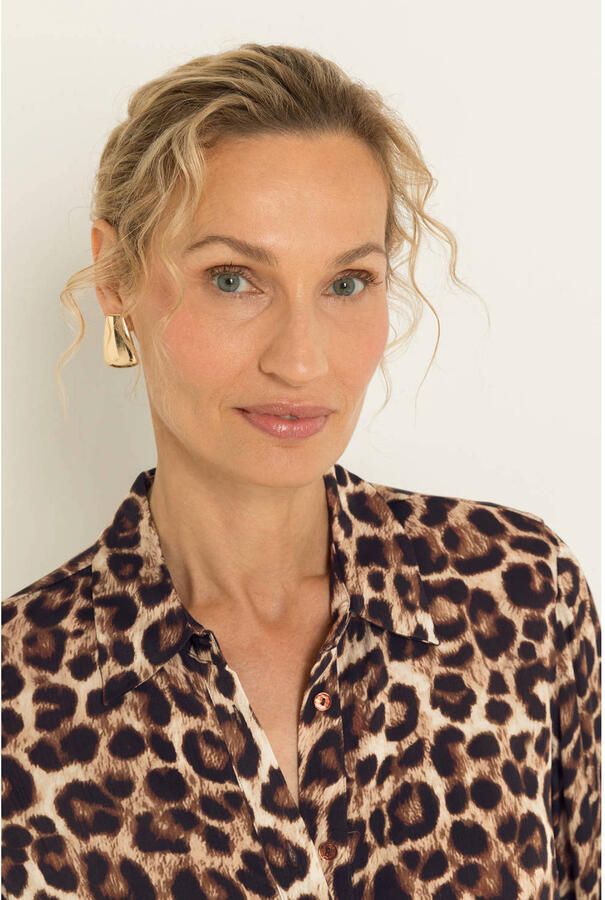 Claudia Sträter blouse met panterprint bruin - Foto 3