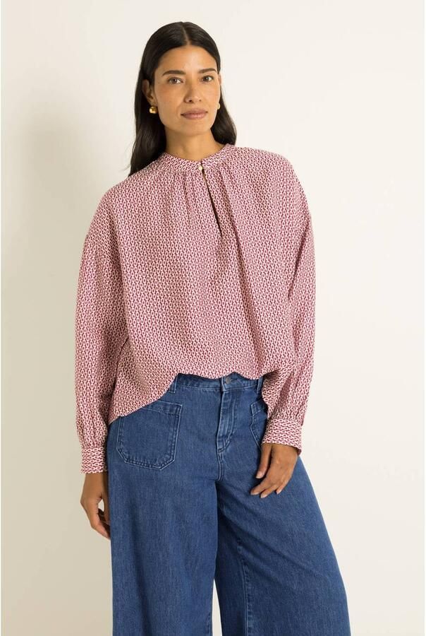 Claudia Sträter CLAUDIA BY CLAUDIA STRÄTER blousetop met print donkerrood ecru