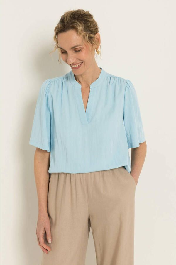 Claudia Sträter CLAUDIA BY CLAUDIA STRÄTER blousetop met schouderdetail lichtblauw