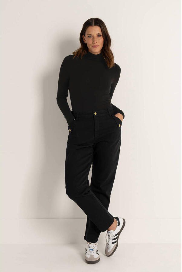 Claudia Sträter CLAUDIA BY CLAUDIA STRÄTER denim slim high waist broek zwart