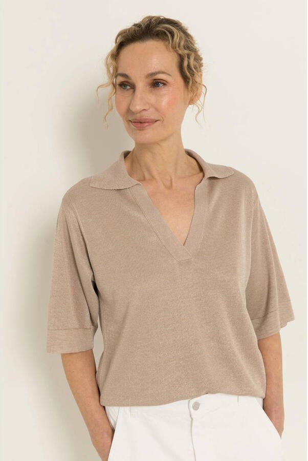 Claudia Sträter CLAUDIA BY CLAUDIA STRÄTER fijn gebreide top beige
