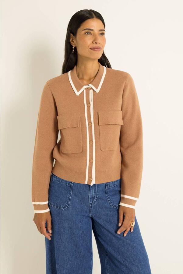 Claudia Sträter CLAUDIA BY CLAUDIA STRÄTER gebreid vest met wol camel ecru