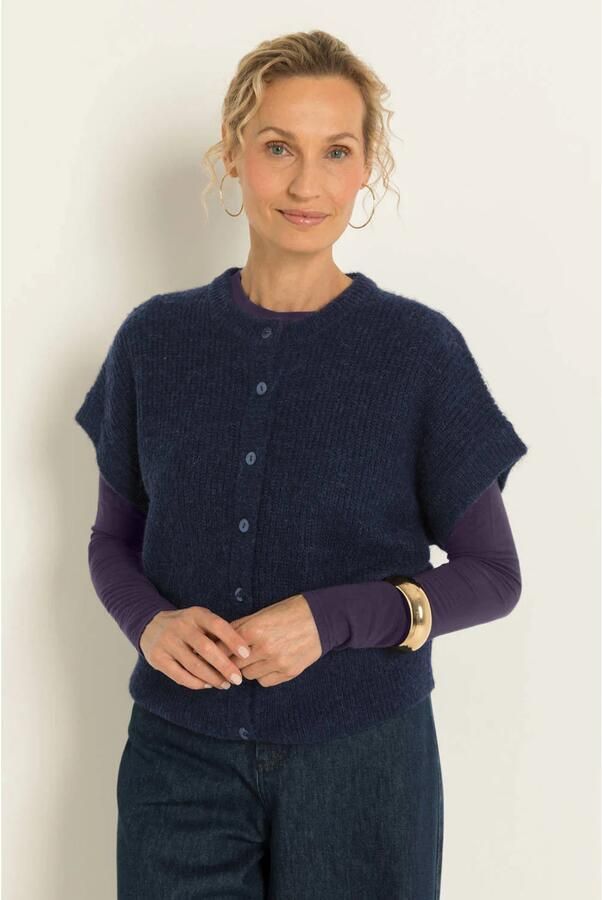 Claudia Sträter CLAUDIA BY CLAUDIA STRÄTER gebreid vest met wol donkerblauw