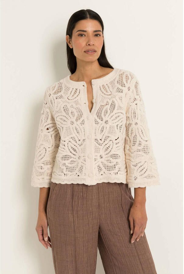 Claudia Sträter CLAUDIA BY CLAUDIA STRÄTER gehaakt vestjasje beige