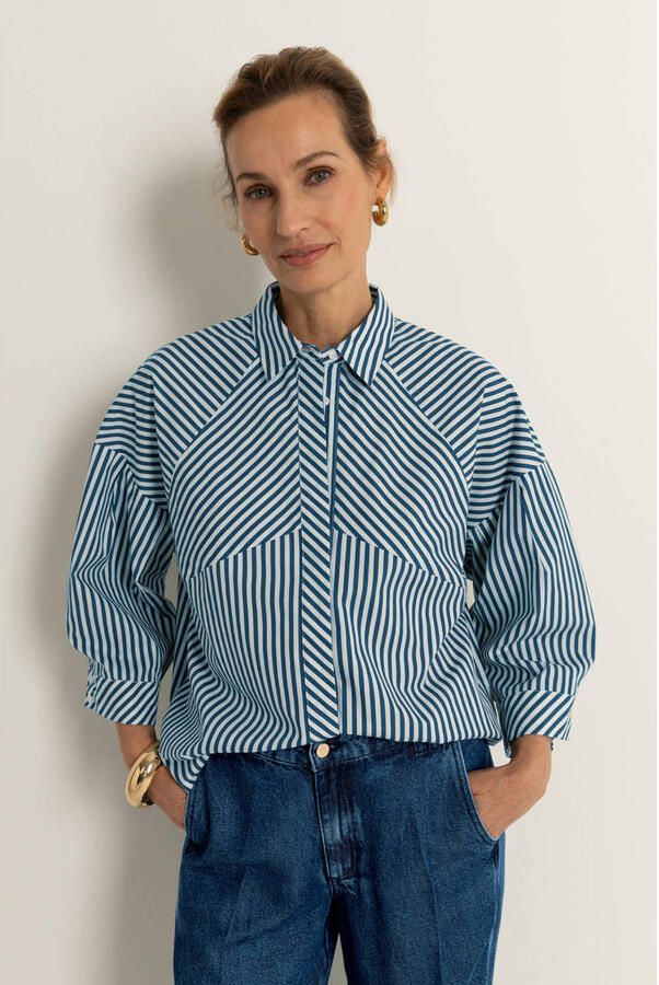 Claudia Sträter CLAUDIA BY CLAUDIA STRÄTER gestreepte blouse donkerblauw