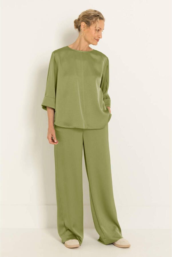 Claudia Sträter CLAUDIA BY CLAUDIA STRÄTER high waist wide leg broek groen