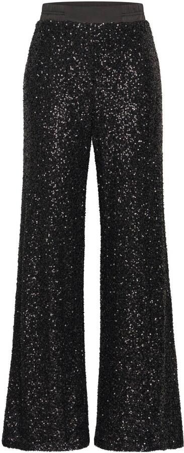 Claudia Sträter CLAUDIA BY CLAUDIA STRÄTER high waist flared broek zwart met pailletten - Foto 2