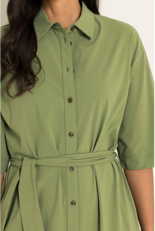 Claudia Sträter CLAUDIA BY CLAUDIA STRÄTER midi jurk met ceintuur groen