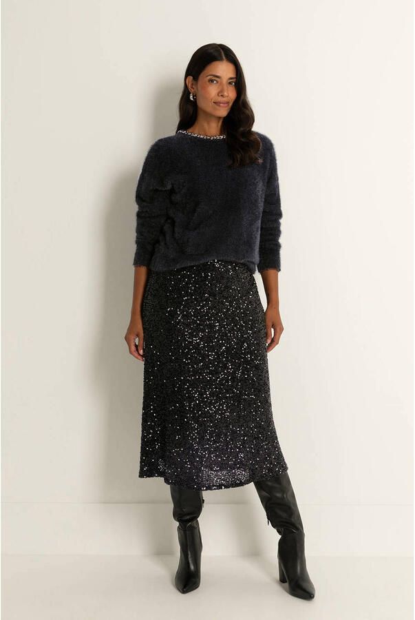 Claudia Sträter CLAUDIA BY CLAUDIA STRÄTER midi rok met pailletten zwart