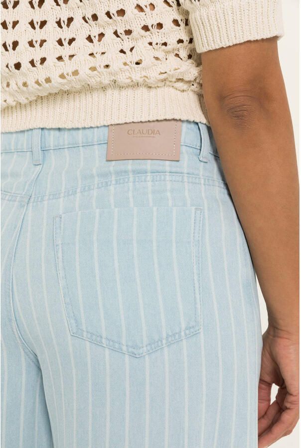 Claudia Sträter CLAUDIA BY CLAUDIA STRÄTER regular waist wide leg jeans met riemlussen lichtblauw - Foto 3