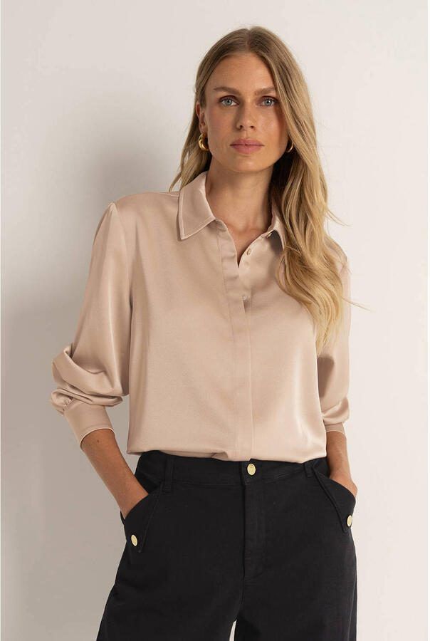 Claudia Sträter CLAUDIA BY CLAUDIA STRÄTER satijnen blouse taupe