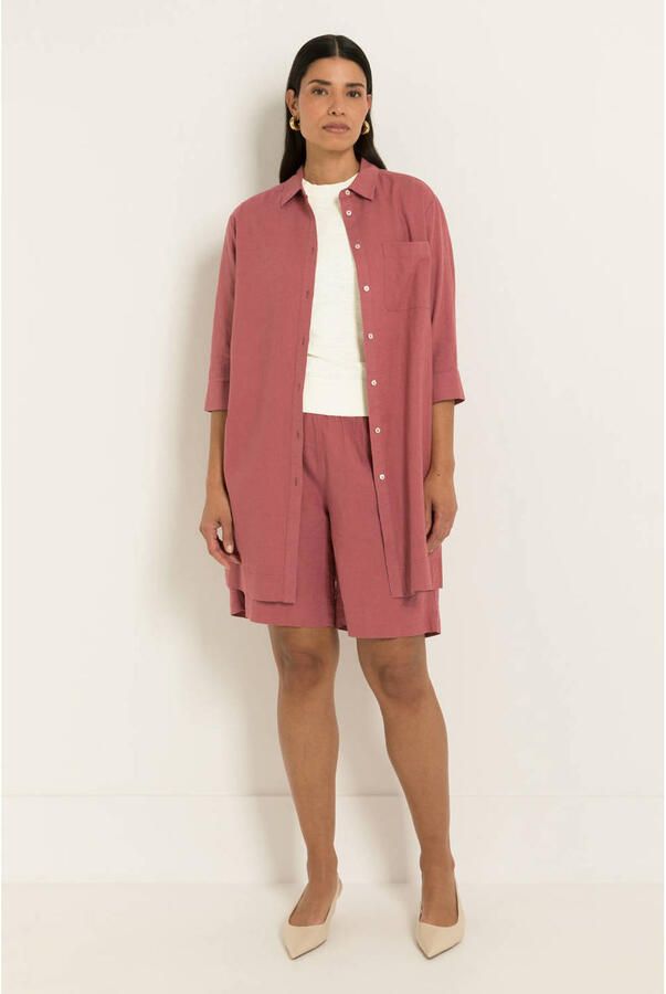 Claudia Sträter CLAUDIA BY CLAUDIA STRÄTER straight fit short met linnen oudroze
