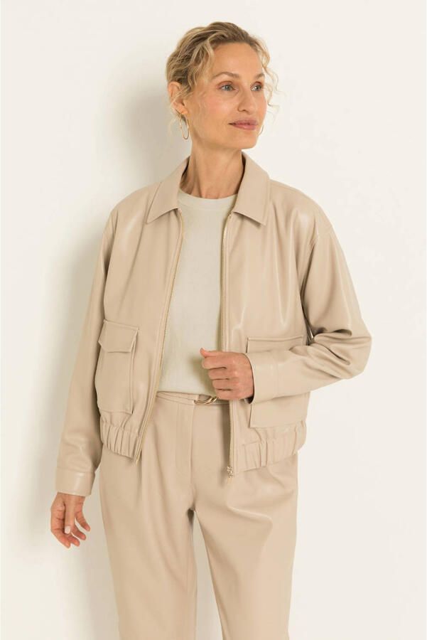 Claudia Sträter CLAUDIA BY CLAUDIA STRÄTER tapered broek met ceintuur zand