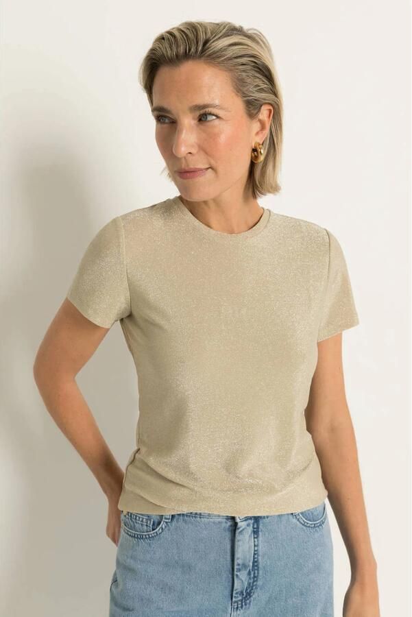 Claudia Sträter CLAUDIA BY CLAUDIA STRÄTER top beige met glitter