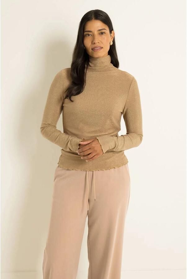 Claudia Sträter CLAUDIA BY CLAUDIA STRÄTER top met glitters camel