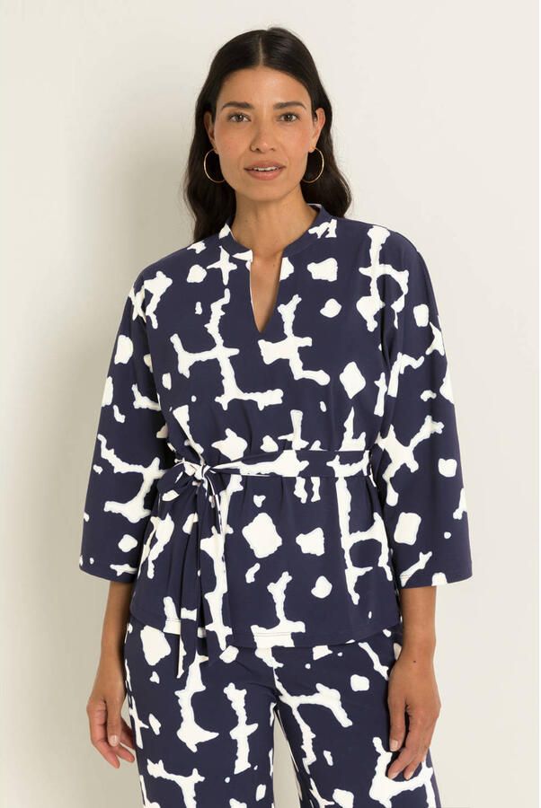 Claudia Sträter CLAUDIA BY CLAUDIA STRÄTER top van travelstof met print blauw
