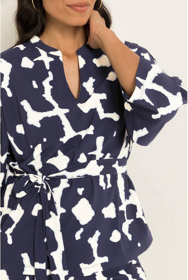 Claudia Sträter CLAUDIA BY CLAUDIA STRÄTER top van travelstof met print blauw - Foto 3