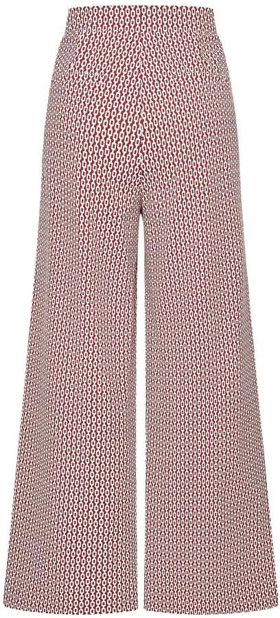 Claudia Sträter CLAUDIA BY CLAUDIA STRÄTER travelstof wide leg broek met print donkerrood ecru - Foto 2