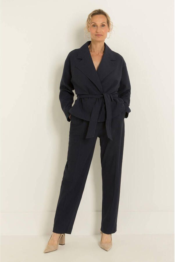 Claudia Sträter CLAUDIA BY CLAUDIA STRÄTER wide leg broek met krijtstreep donkerblauw wit
