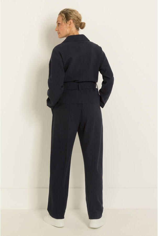 Claudia Sträter CLAUDIA BY CLAUDIA STRÄTER wide leg broek met krijtstreep donkerblauw wit - Foto 3