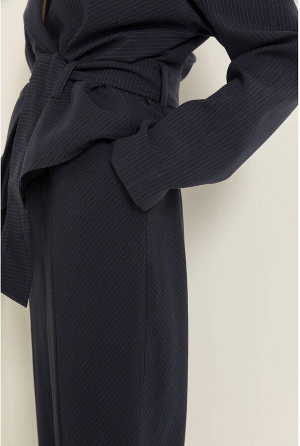 Claudia Sträter CLAUDIA BY CLAUDIA STRÄTER wide leg broek met krijtstreep donkerblauw wit - Foto 2