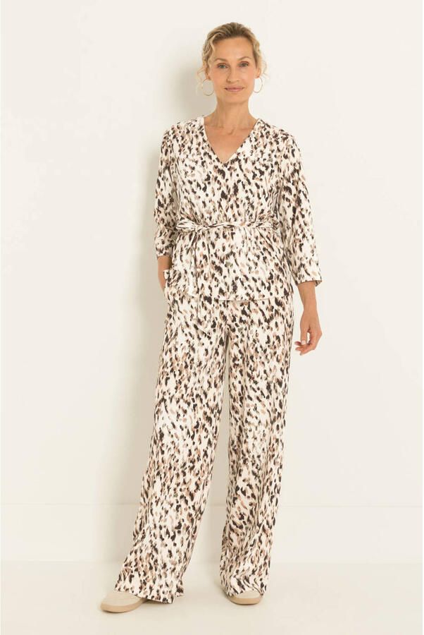 Claudia Sträter CLAUDIA BY CLAUDIA STRÄTER wide leg broek van travelstof ecru