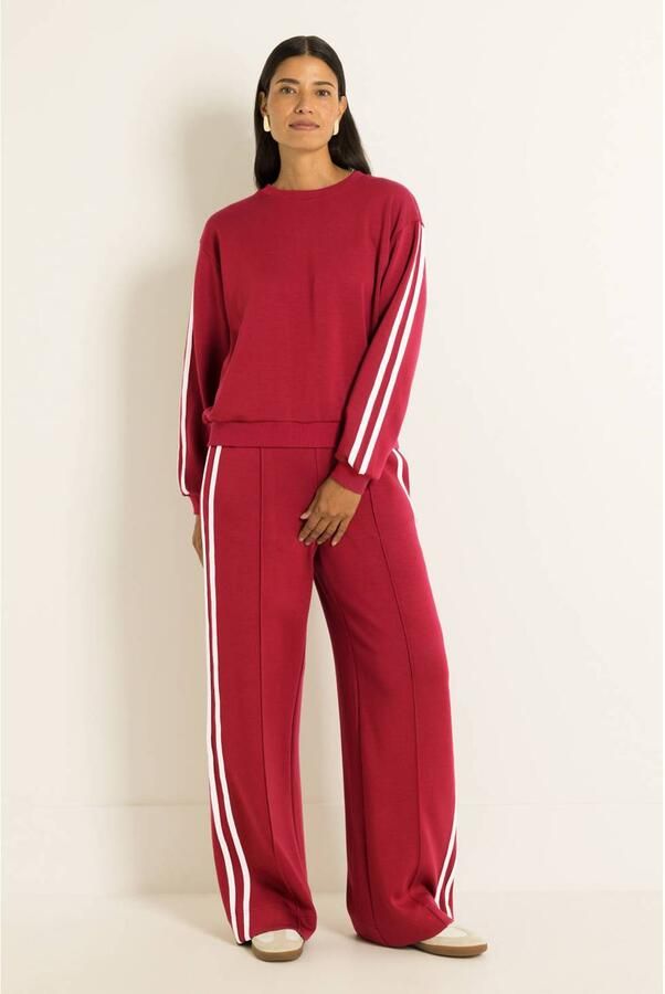 Claudia Sträter CLAUDIA BY CLAUDIA STRÄTER wide leg casual broek rood wit