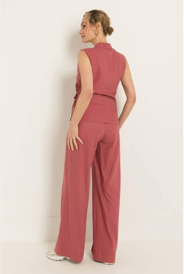 Claudia Sträter CLAUDIA BY CLAUDIA STRÄTER wide leg fit broek met linnen oudroze - Foto 2