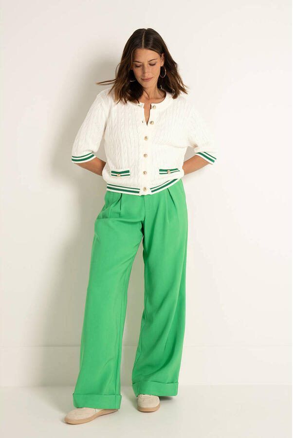 Claudia Sträter CLAUDIA BY CLAUDIA STRÄTER wide leg high waist broek lichtgroen