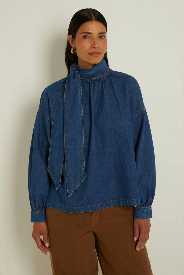 Claudia Sträter denim blousetop mediumblauw