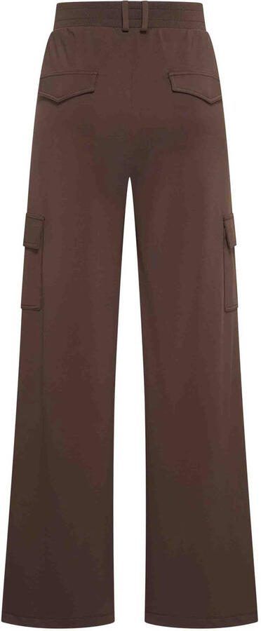 Claudia Sträter flared high waist cargo broek donkerbruin - Foto 3