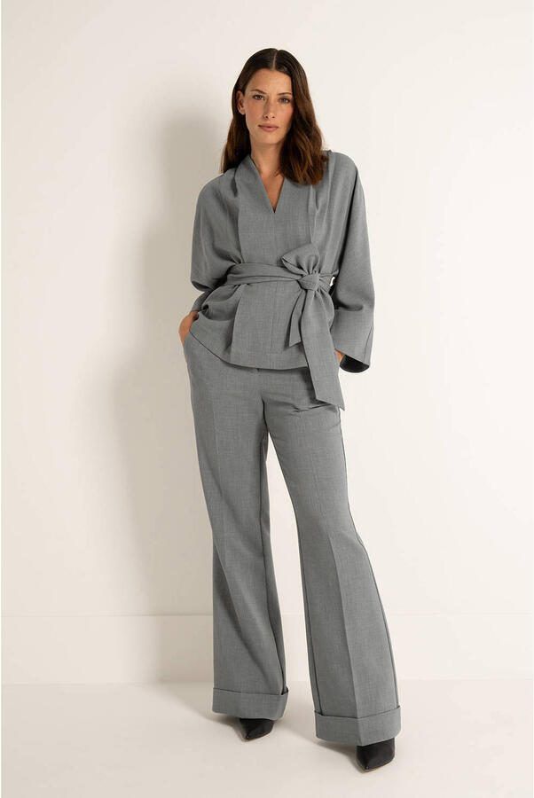 Claudia Sträter flared high waist pantalon grijs - Foto 1