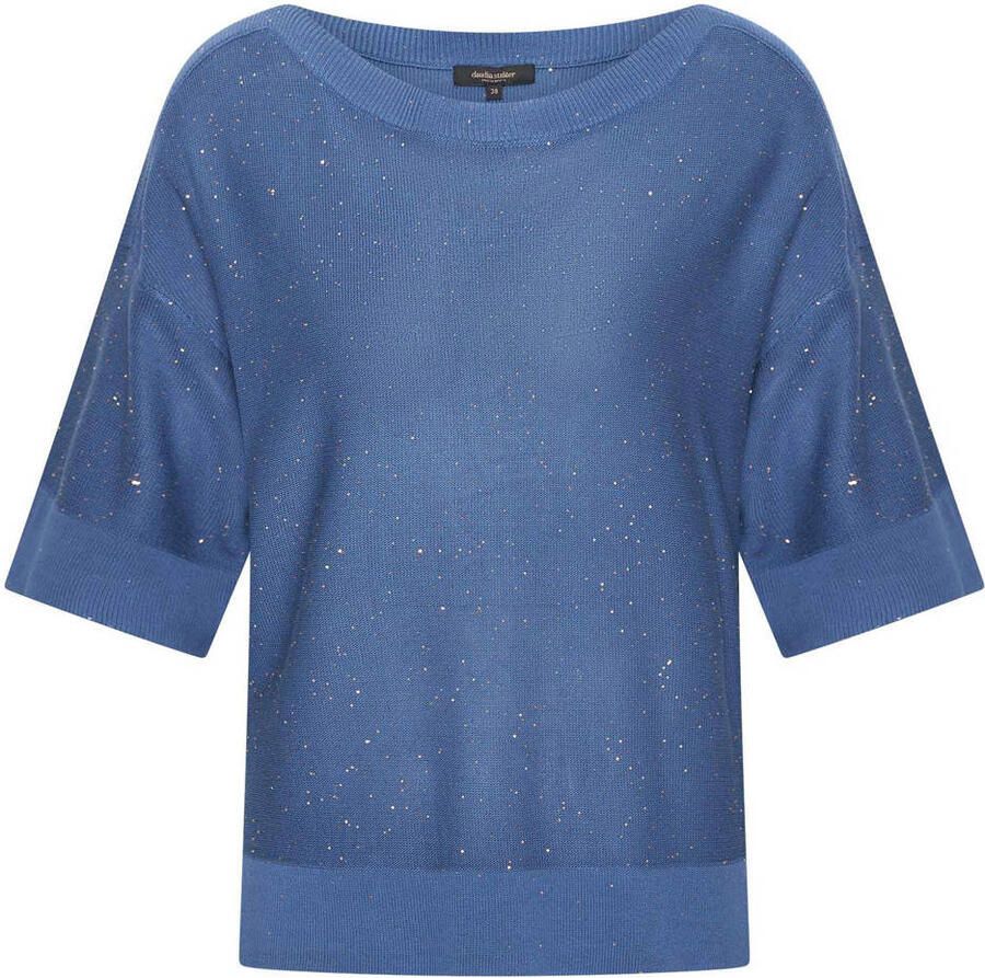 Claudia Sträter gebreide trui blauw met lurex