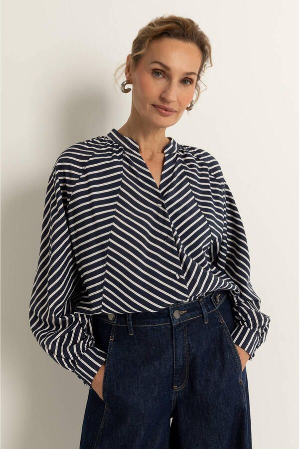 Claudia Sträter gestreepte blouse donkerblauw