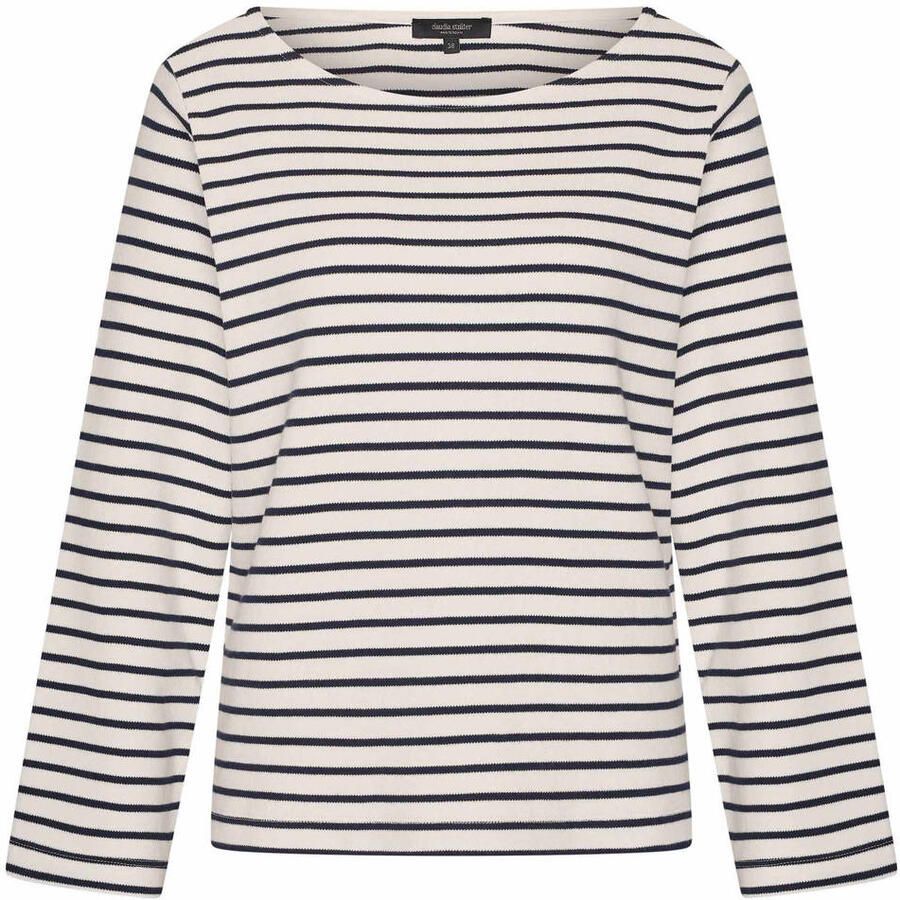Claudia Sträter gestreepte pullover ecru fijn gebreid