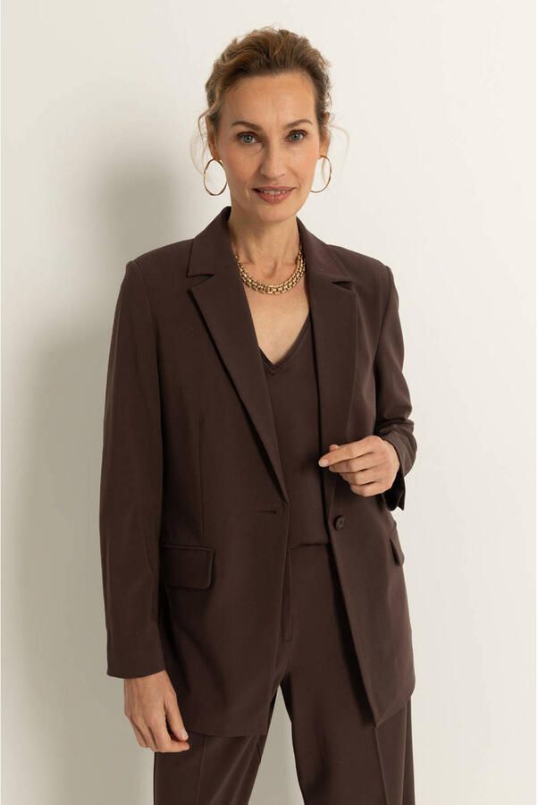 Claudia Sträter getailleerde blazer donkerbruin