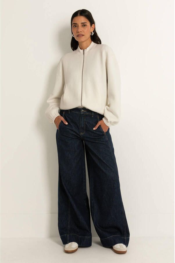 Claudia Sträter high waist wide leg jeans dark blue denim