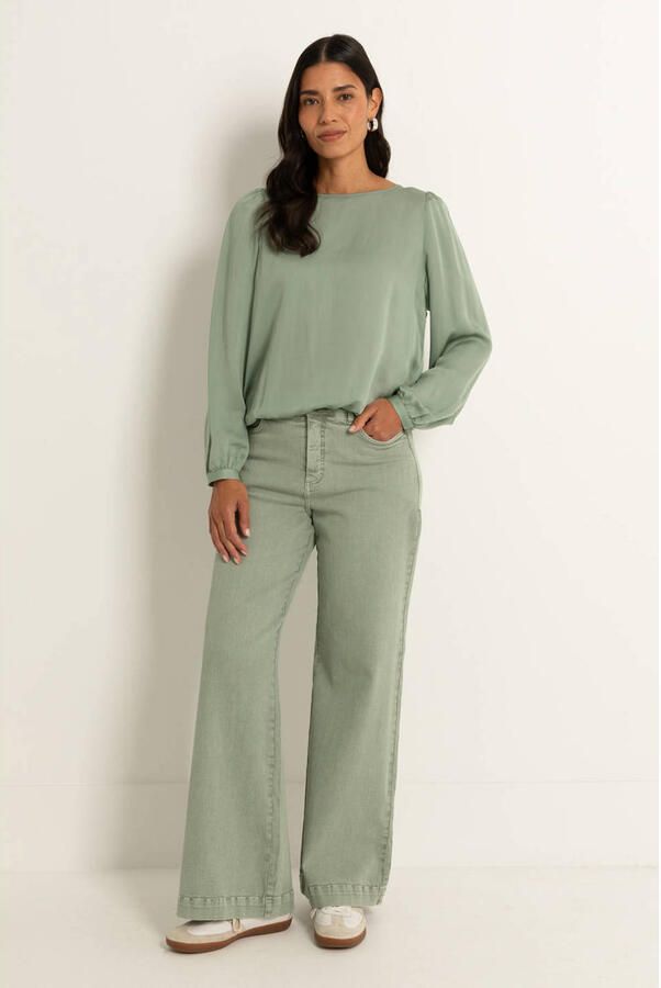 Claudia Sträter high waist wide leg jeans groen